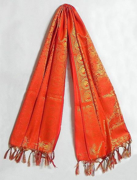 Wholesale Lot Of Indian Art Silk Banaras Brocade Soft Long Stole Scarf Wrap - Unbranded