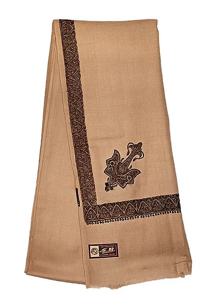 Brown Woolen Gents Shawl with Woven Border