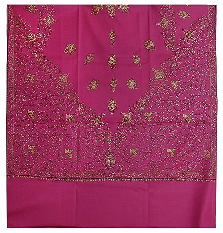 Embroidered Pink Kashmiri Woolen Shawl for Ladies