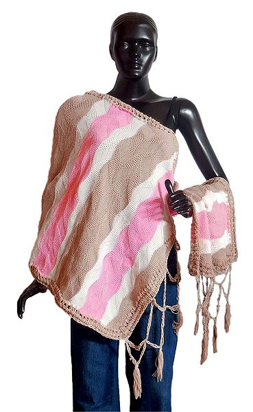 White, Blue and Pink Woolen Stole