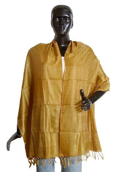 Golden Yellow Tanchoi Weaved Banarasi Stole