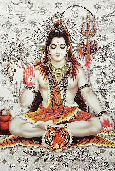 Meditating Shiva - (Poster with Glitter)
