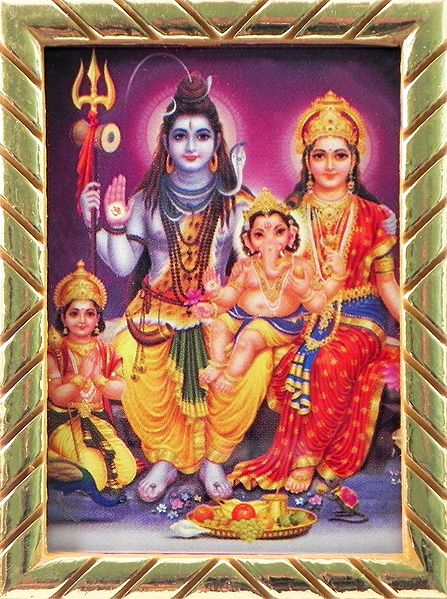 Lord Shiva with Parvati, Ganesha and Kartik