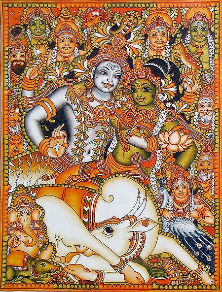 Shiva Parvati with Kartikeya and Ganesha