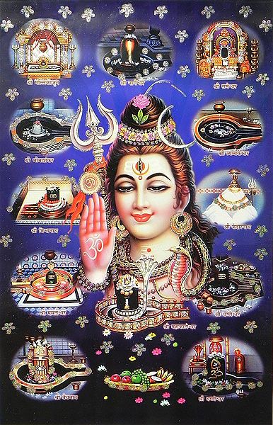 Twelve jyotirlingas of Shiva - (Poster with Glitter)