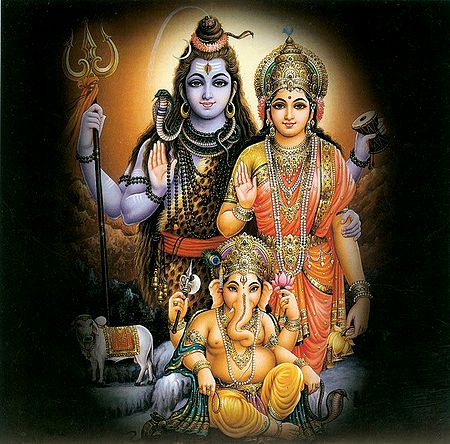 Shiva,Parvati and Ganesha