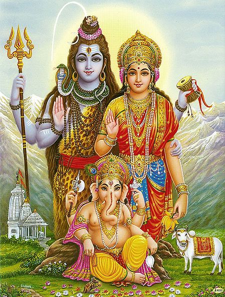 Shiva, Parvati, Ganesha with Nandi