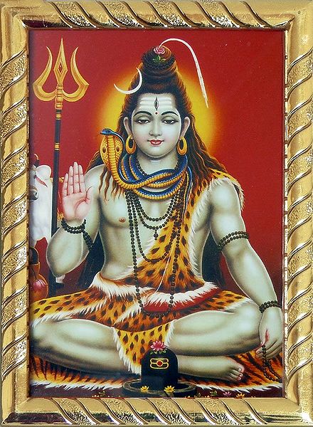 Meditating Shiva - Table Top Framed Picture