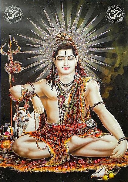 Meditating Shiva - (Poster with Glitter)