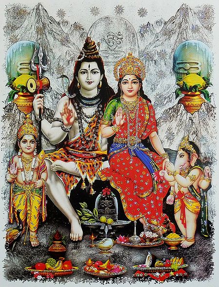 Shiva Parivar - Glitter Poster