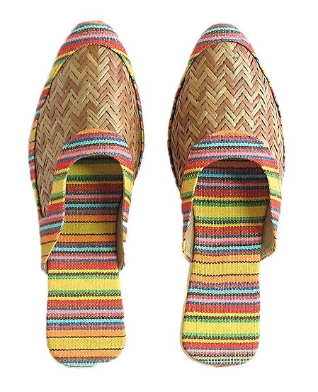 Colorful Ladies Cane with Jute Footwear