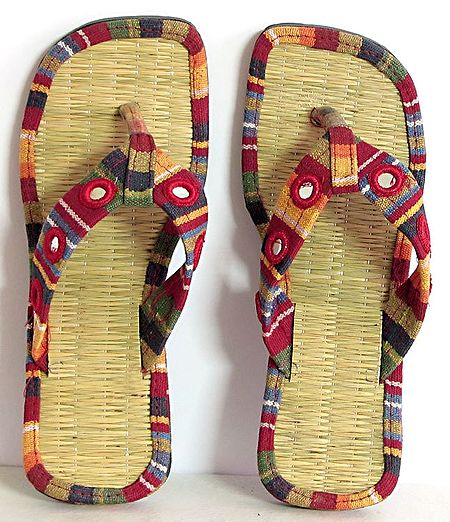 Colorful Ladies Sandal With Mirrorwork