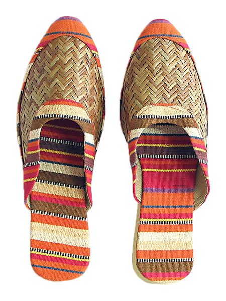 Colorful Ladies Jute with Cane Footwear