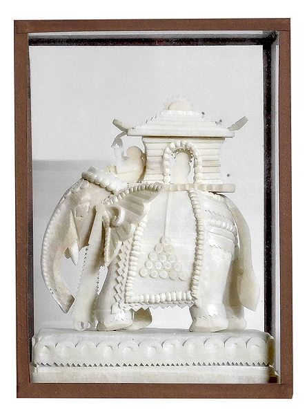 Elephant Decorated  with Howdah and King - Encased in Glass