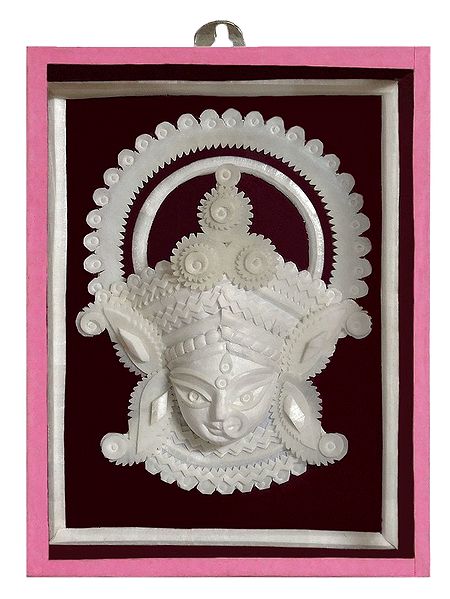 Face of Durga with Shola Pith Decoration - Wall Hanging