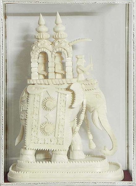 Decorated Indian Elephant with Howdah and King