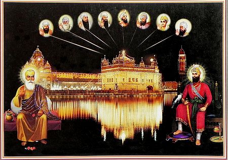 Harmandir Sahib Temple of Amritsar with the Ten Sikh Gurus