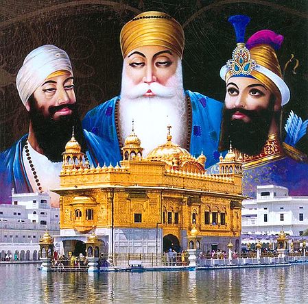 Three Gurus of Sikh with Golden Temple of Amritsar