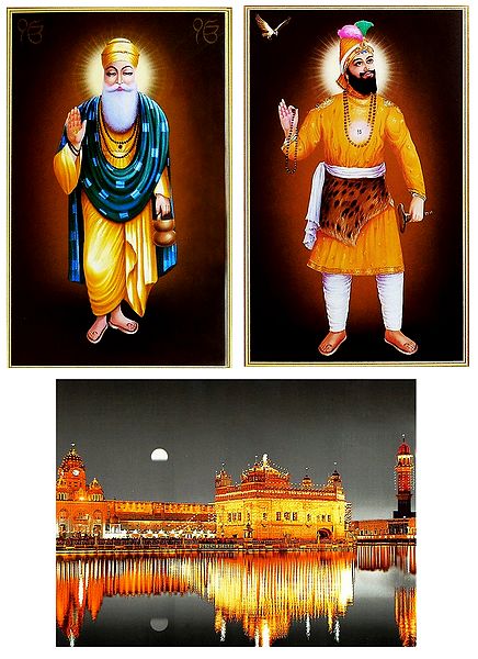Guru Nanak,Guru Govind Singh and Harmandir Sahib - Set of 3 Posters