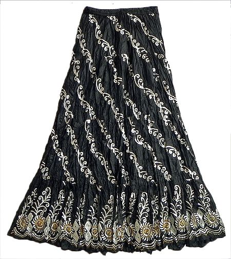 Black Long Skirt with Sequin Work