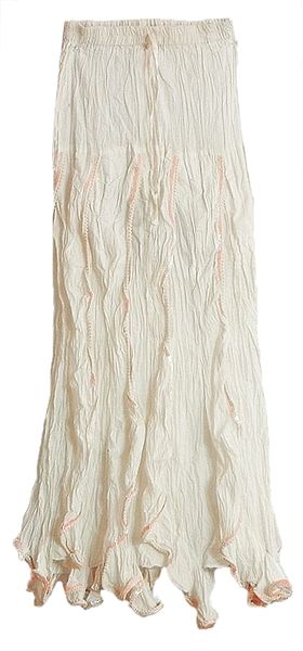 Ivory White Long Skirt with Frill
