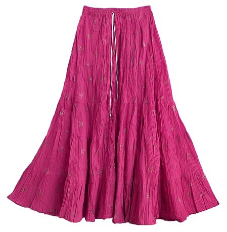 Dark Pink Cotton Gypsy Skirt
