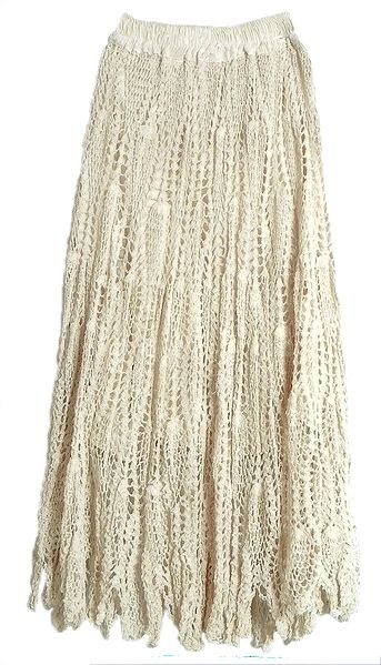 Light Beige Crochet Skirt with Lining