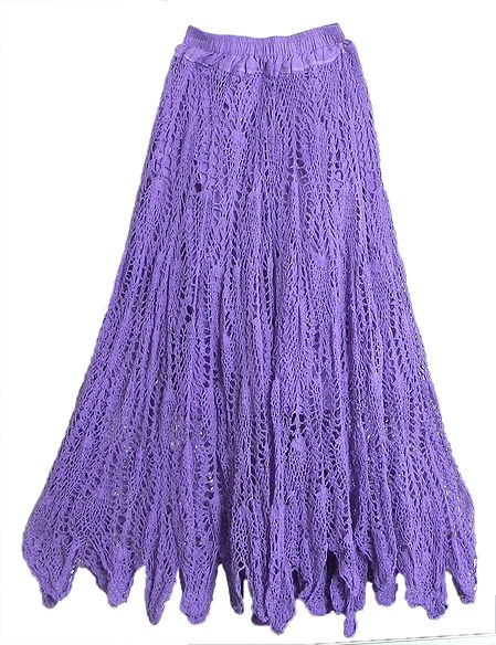 Purple Crochet Skirt with Lining