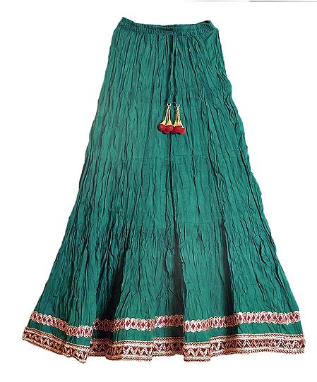 Cyan Long Skirt with Zari Border