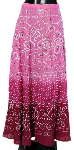 Light Pink with Maroon Tie and Dye Skirt with Sequins