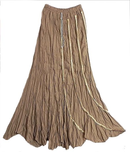 Brown Cotton Long Skirt