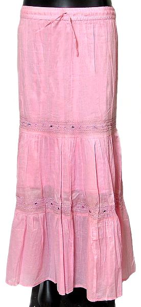 Pink Long Skirt with Embroidery