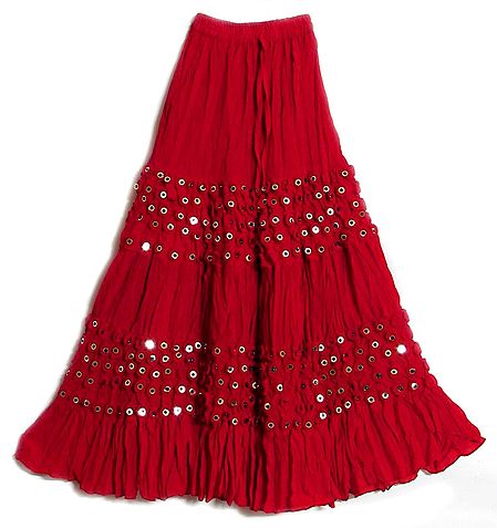 Red Skirt with Mirrorwork