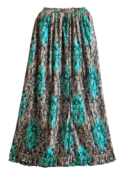 Printed Satin Long Skirt