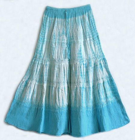 White and Light Blue Tie and Dye Skirt