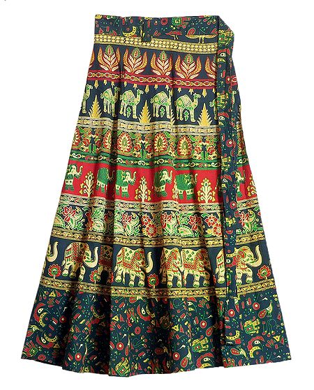 Sanganeri Print on Wrap Around Skirt