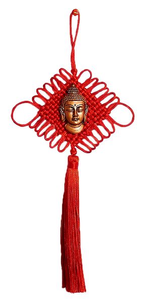 Buddha Face on Red Cord Knots for Car Hanging