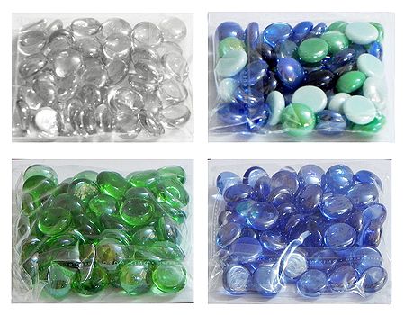 Four Packets of Colorful Glass Pebbles for Decoration