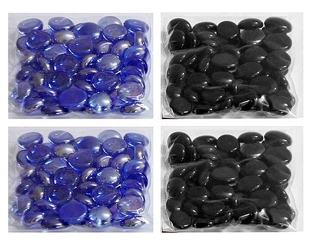 Four Packets of Colorful Glass Pebbles for Decoration