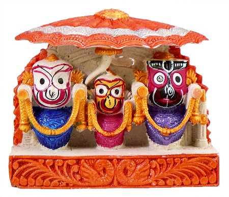 Jagannath, Balaram, Subhadra Under Umbrella
