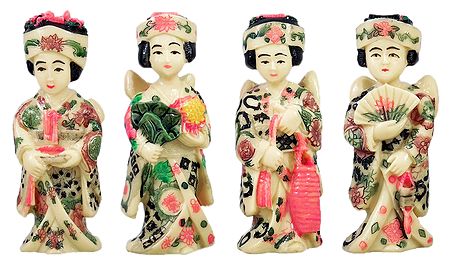 Set of 4 Japanese Lady
