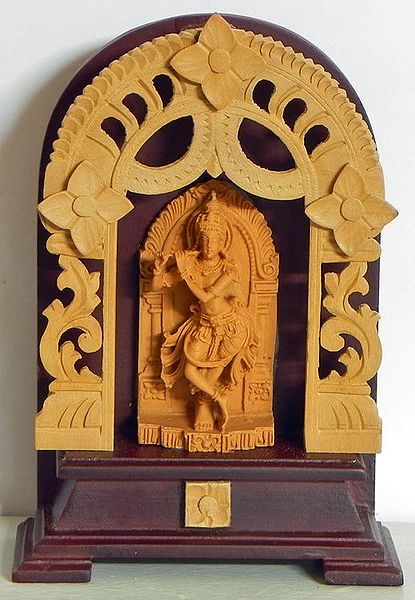 Lord Krishna in a Wooden Temple