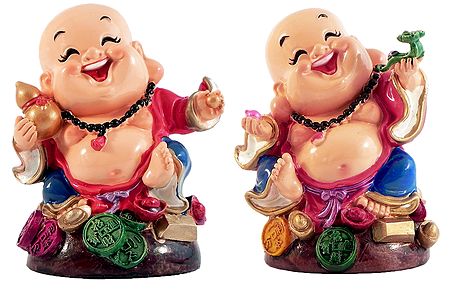 Set of Two Laughing Buddha