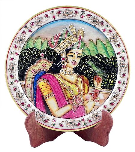 Noorjahan Painting on Marble Plate - Showpiece