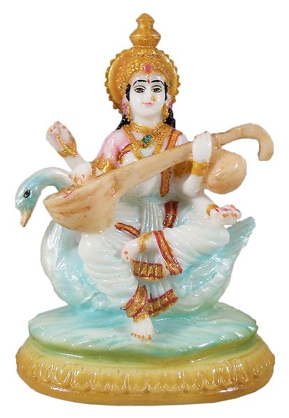 Goddess Saraswati Sitting on Swan