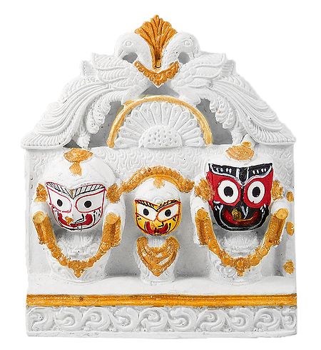 Jagannath, Balaram, Subhadra with White Peacock Chali