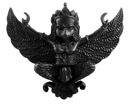 Black Garuda, The Vahana of Lord Vishnu - Stone Statue - Wall Hanging