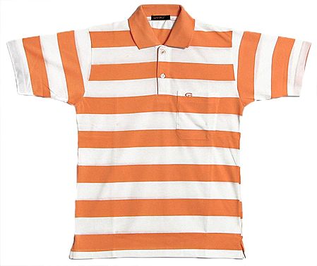 Light Saffron and White Stripe Polo T-Shirt