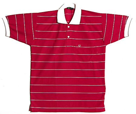 Red and White Stripe Polo T-Shirt