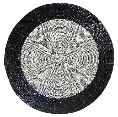 Black and White Beaded Round Shaped Centre Table Mat